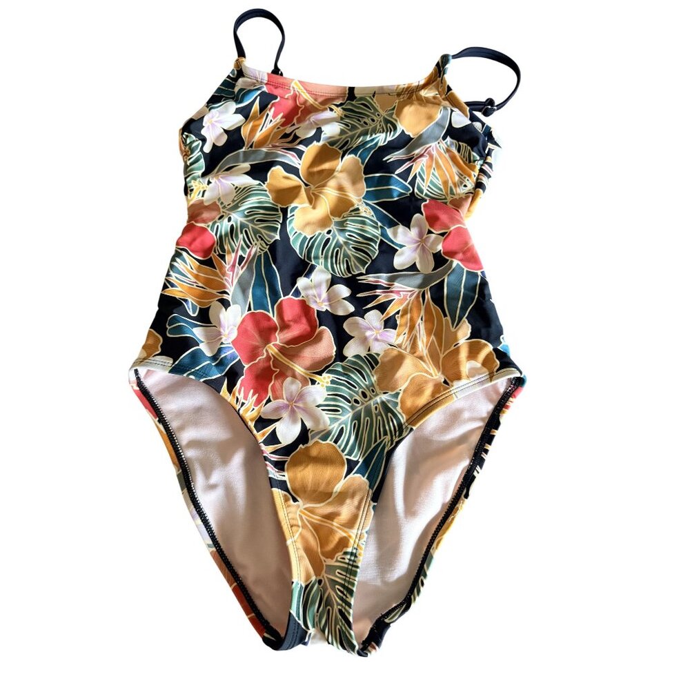 Hurley Tropical Floral One-Piece Swimsuit Strappy Back Design Womens Xs/Tp/Ep